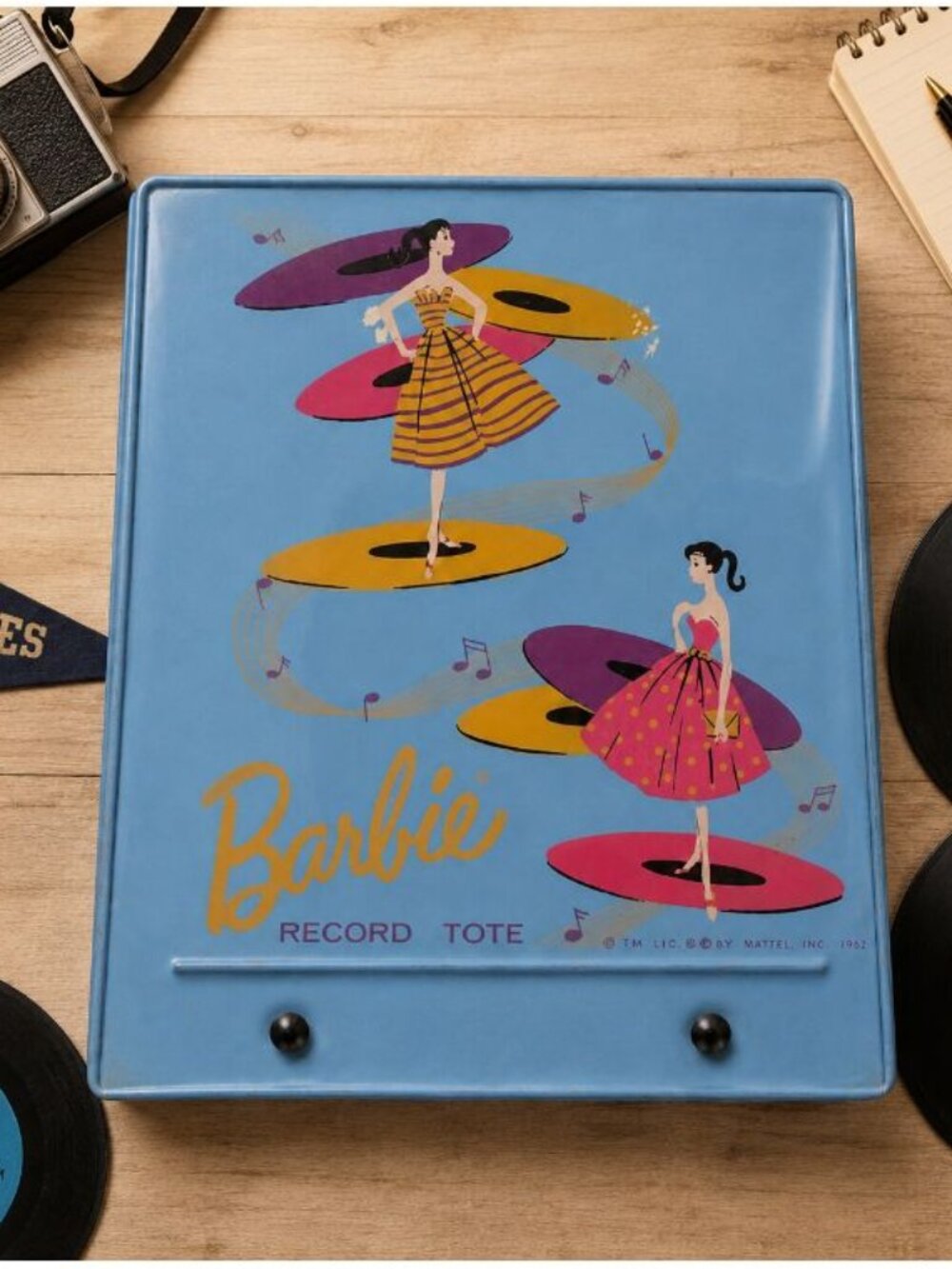 Vintage 1961 Mattel Barbie Record Tote Carrier Case Light Blue Retro Storage - Picture 1 of 6